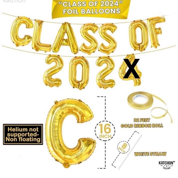 FOIL BALLOON Gold colored “CLASS OFF” (2024) included size 16” NEW in package - Picture 4 of 7